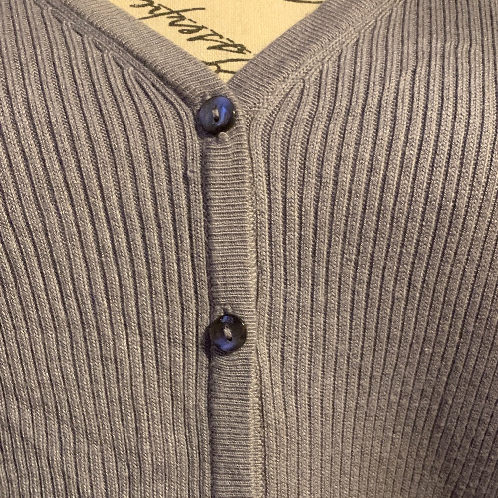 Merona Lavender Rib-Knit V-Neck Button-Front Sweater - Picture 2 of 2